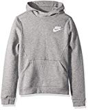 NIKE Sportswear Boys' Club Pullover Hoodie, Carbon Heather/Carbon Heather/White, Large
