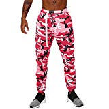 AMSKY Women Pants Casual,Men Camouflage Pocket Overalls Casual Pocket Sport Work Sashes Trouser Pants,Men's Exercise & Fitness Apparel,Red,XL
